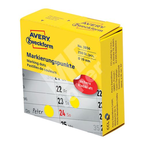 Značkovací etikety Avery Zweckform 19mm, žluté, 250 etiket, pro ruční popis - 3856 1