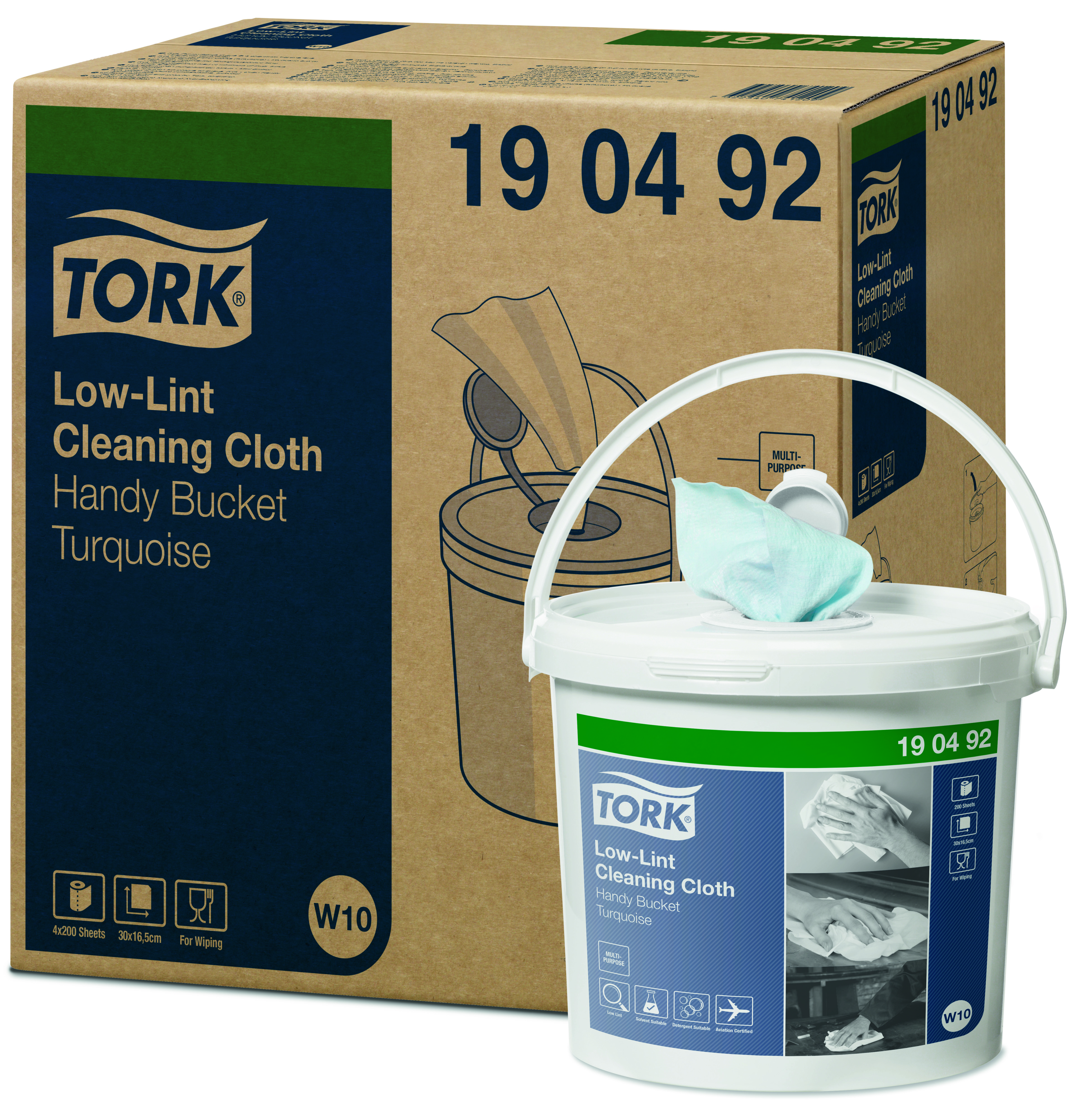 Tork Low-Lint role se středovým odvíjením, přenosné balení, tyrkysová, W10