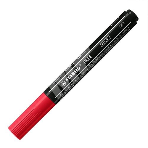 STABILO FREE Acrylic akrylový popisovač T300 Kulatý hrot 2-3 mm - karmínový 1