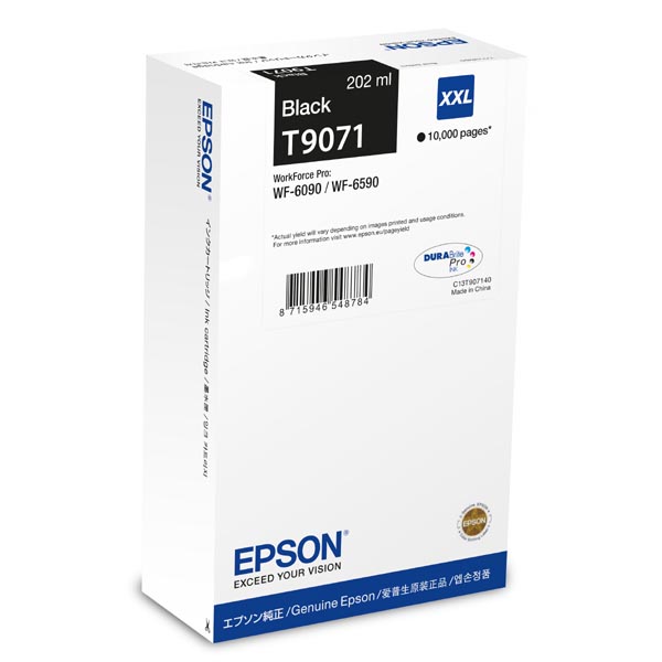 Inkoustová cartridge Epson C13T907140, WorkForce Pro WF-6000, 6090, black, XXL, originál