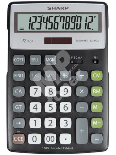 Kalkulačka Sharp EL-R297BBK, černá, stolní, dvanáctimístná 1