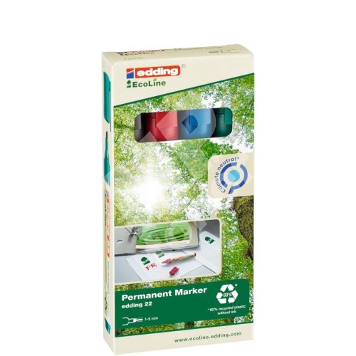 Permanentní popisovač Edding EcoLine 22, 4 barvy 1