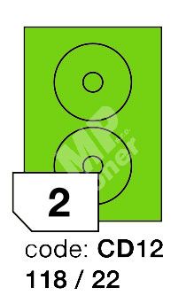 Samolepící etikety Rayfilm Office průměr 118/22 mm 300 archů, fluo zelená, 1