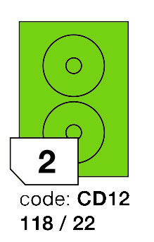 Samolepící etikety Rayfilm Office průměr 118/22 mm 300 archů, fluo zelená, R0130.CD12D