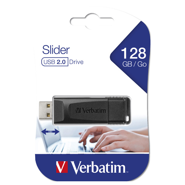 128GB Verbatim Slider USB flash disk 2.0, 49328, černá