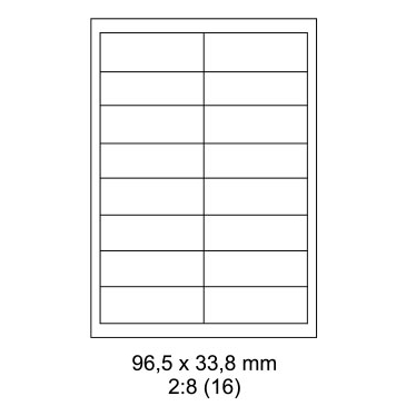 Print etikety Emy 96,5x33,8 mm, 16ks/arch, 100 archů, samolepící