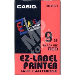 Páska Casio XR-9RD1 9mm černý tisk/červený podklad 1