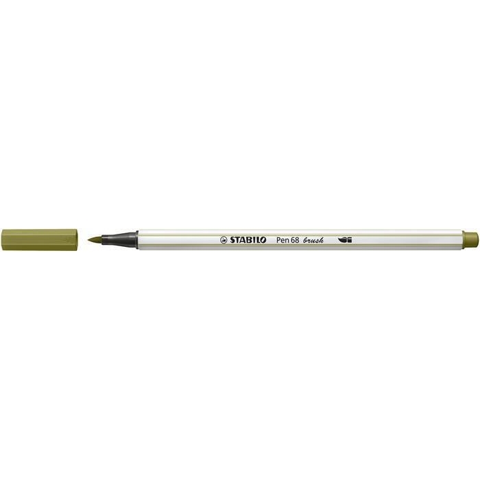 Štětcový fix Stabilo Pen 68 brush, blátově zelená