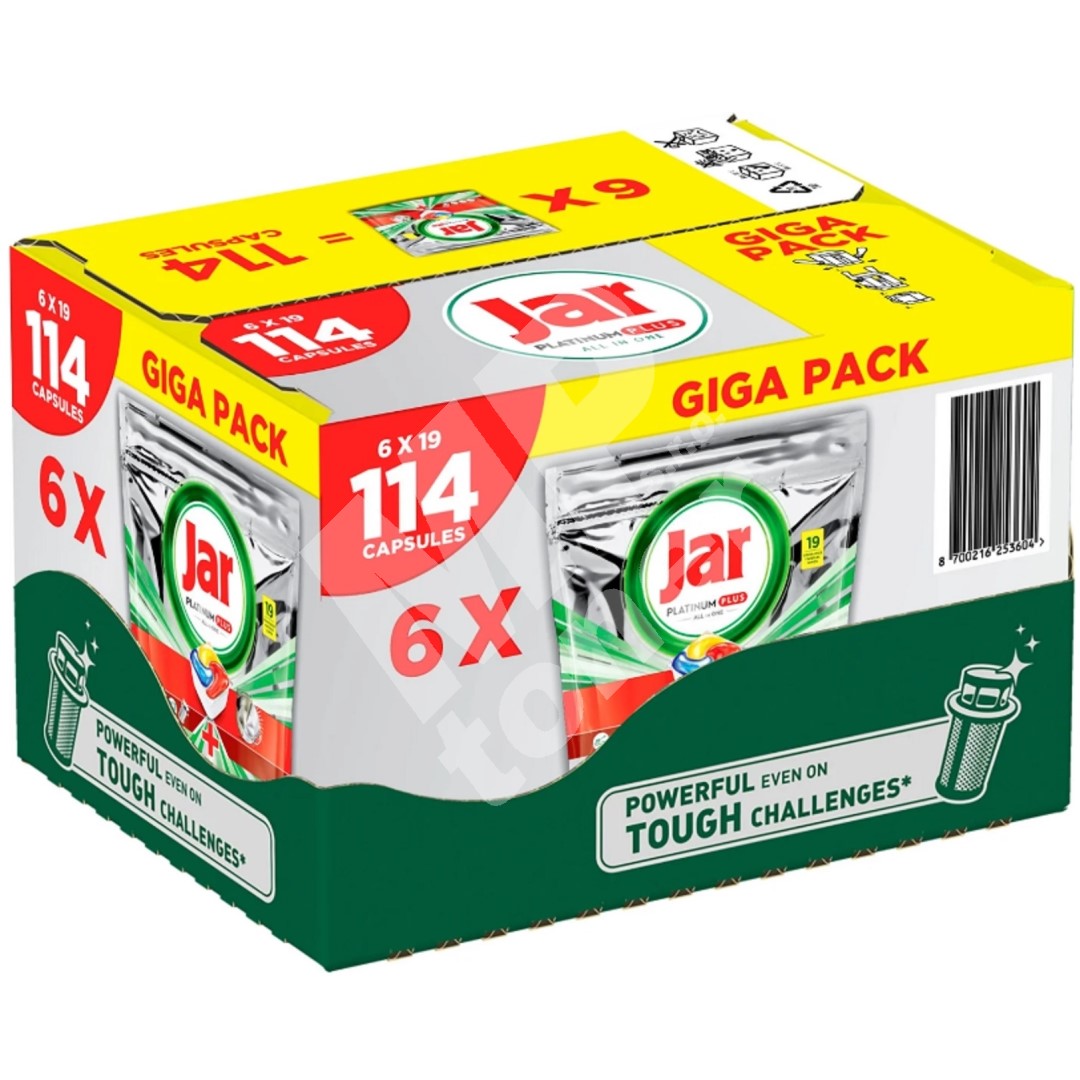 Jar Platinum Plus All in One Lemon kapsle do myčky, 6 x 19 kusů - MP Toner
