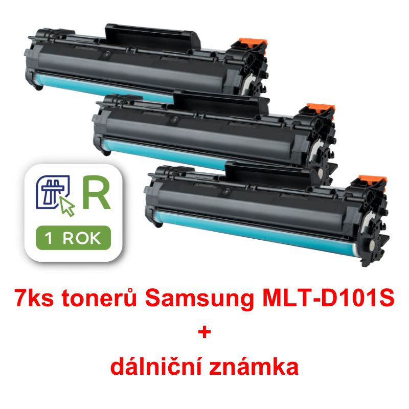 7ks kompatibilní toner Samsung MLT-D101S, MP print + dálniční známka