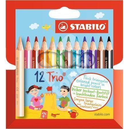 Pastelky Stabilo Trio, trojhranné, 12 různých barev 1