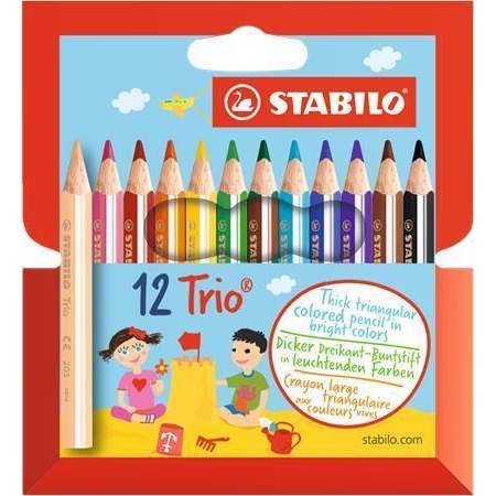 Pastelky Stabilo Trio, trojhranné, 12 různých barev