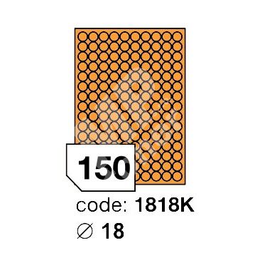 Samolepící etikety Rayfilm Office průměr 18 mm 300 archů, fluo oranžová, R0133.1818KD 1