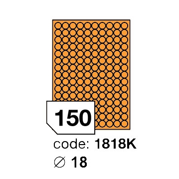 Samolepící etikety Rayfilm Office průměr 18 mm 300 archů, fluo oranžová, R0133.1818KD