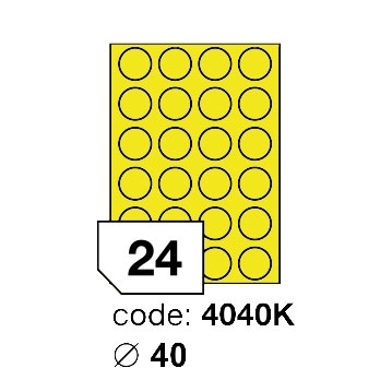 Samolepící etikety Rayfilm Office průměr 40 mm 100 archů, fluo žlutá, R0131.4040KA