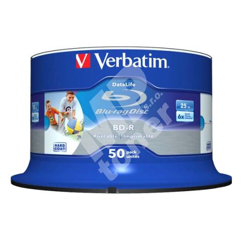 Verbatim 25GB BD-R SL, Hard Coat Wide Inkjet Printable, spindle, 43812, 6x, 50-pack 1