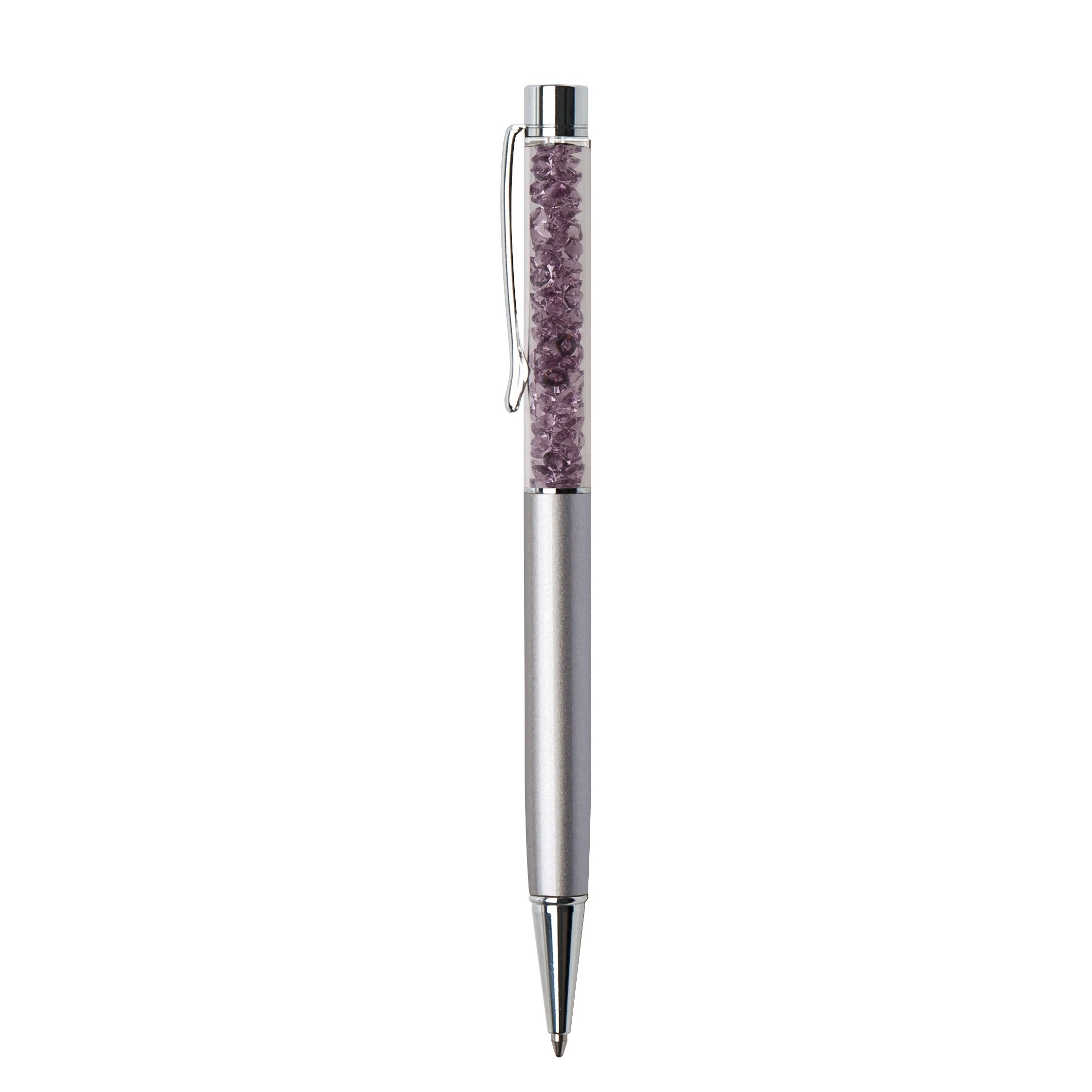 Kuličkové pero Art Crystella, Swarovski Crystals, stříbrná s fialovým krystalem