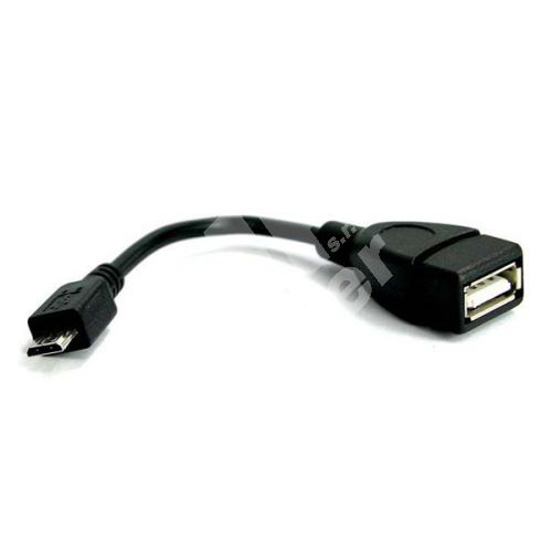 USB kabel (2.0), micro (OTG)-A (OTG), M/F, 0.2m, Logo 1