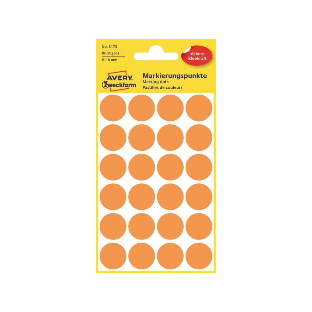 Etikety na ruční popis kolečko průměr 18 mm - světle oranžové - 3173
