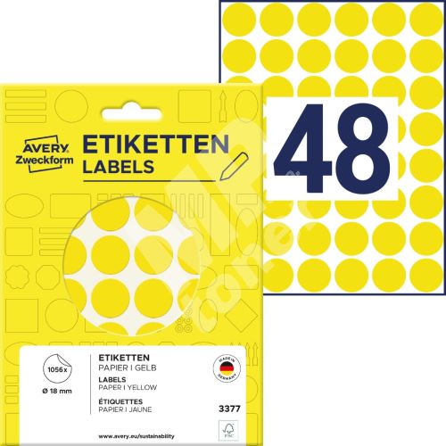 Etikety na ruční popis kolečko průměr 18 mm - žluté - 3377 1