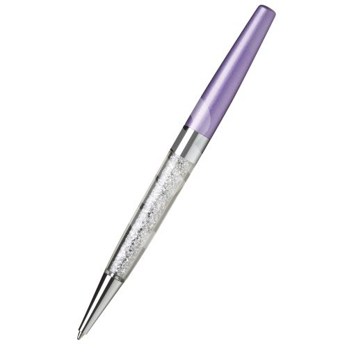 Kuličkové pero Art Crystella, s bílými krystaly Swarovski, pastelově fialová 2