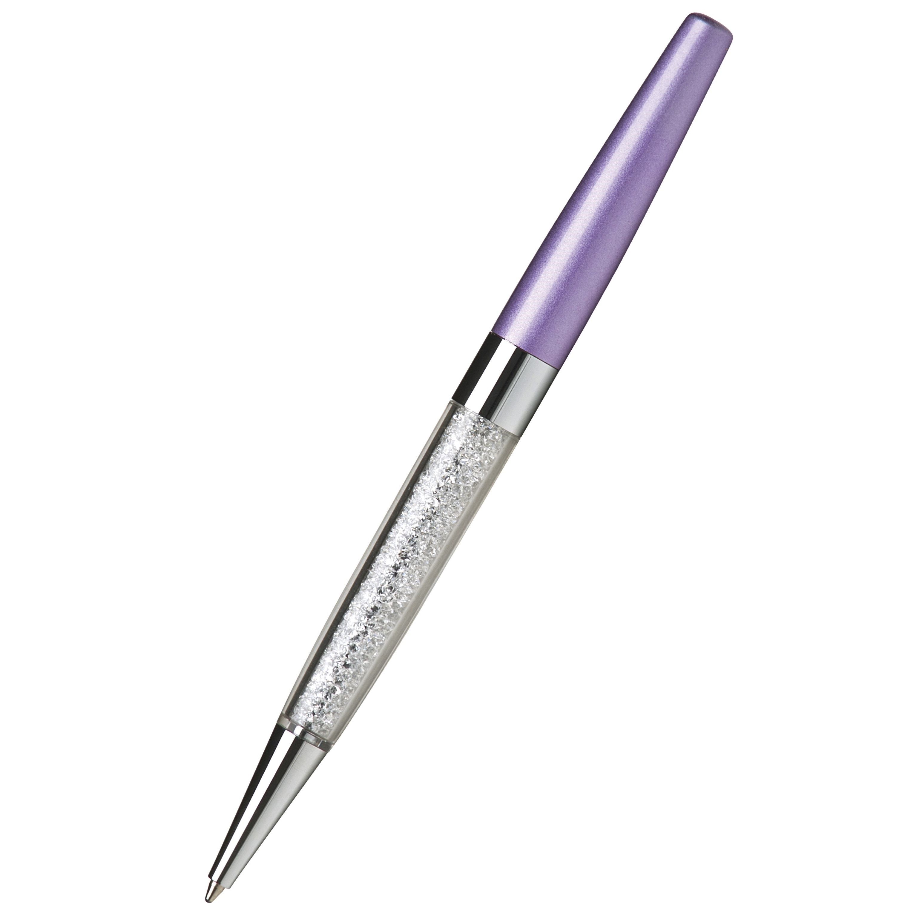 Kuličkové pero Art Crystella, s bílými krystaly Swarovski, pastelově fialová