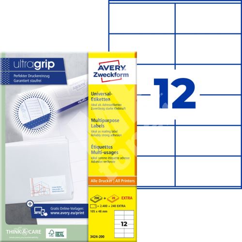 Samolepící etikety Ultragrip 105 x 48 mm 220 listů A4 3424-200 1