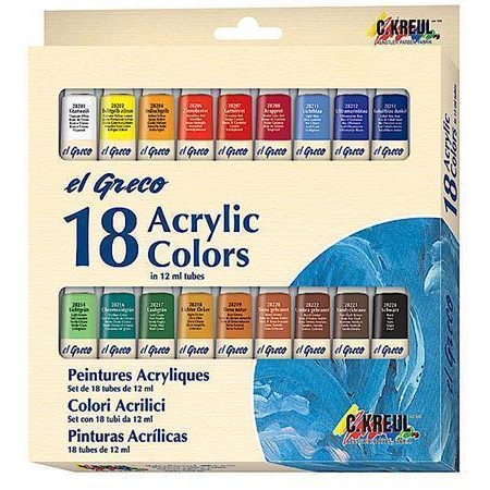 Sada akrylových barev Kreul EL GRECO, 12 ml v tubě, 24 barev
