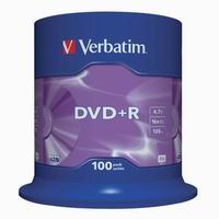 Verbatim DVD+R, DataLife PLUS, 4.7 GB, Scratch Resistant, cake box, 43551, 100-pack