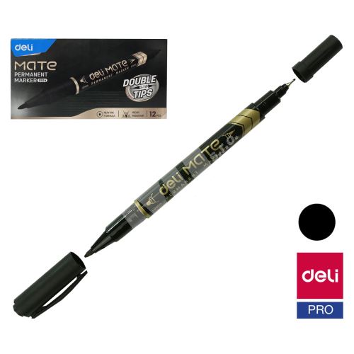 Popisovač Deli EU10420 černý oboustranný permanent (3616) 1