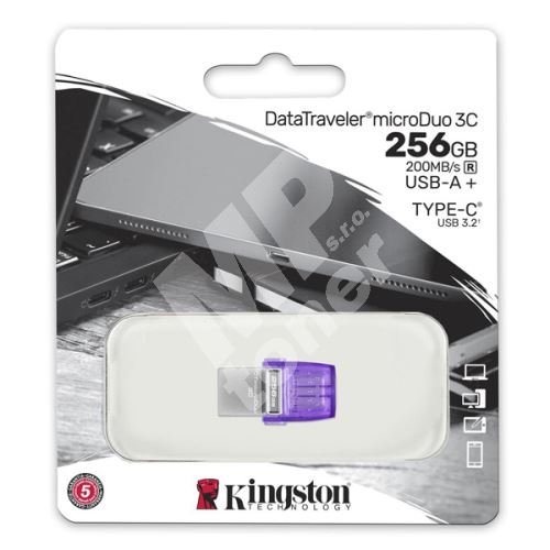 256GB Kingston Data Traveler microDuo3 G2, USB flash disk 3.0, stříbrno-fialová 1