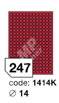 Samolepící etikety Rayfilm Office průměr 14 mm 300 archů, fluo červená, R0132.1414KD 1