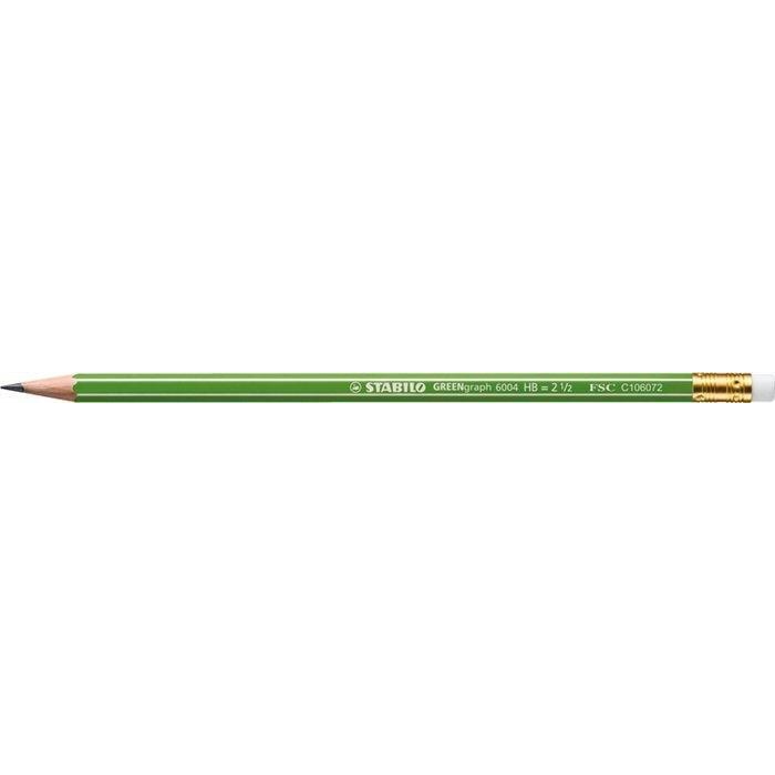 Grafitová tužka s gumou Stabilo Greengraph, HB, šestihranná
