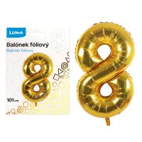 Balónek fóliový Luma č.8, 101cm, zlatý