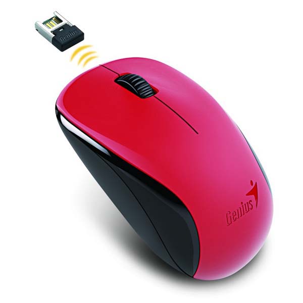 Myš Genius NX-7000, 1200DPI, 2.4 [GHz], optická, 3tl., bezdrátová, červená