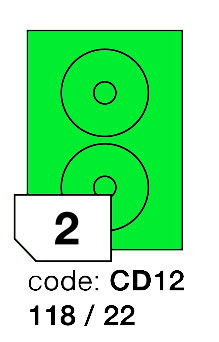 Samolepící etikety Rayfilm Office průměr 118/22 mm 300 archů, matně zelená, R0120.CD12D