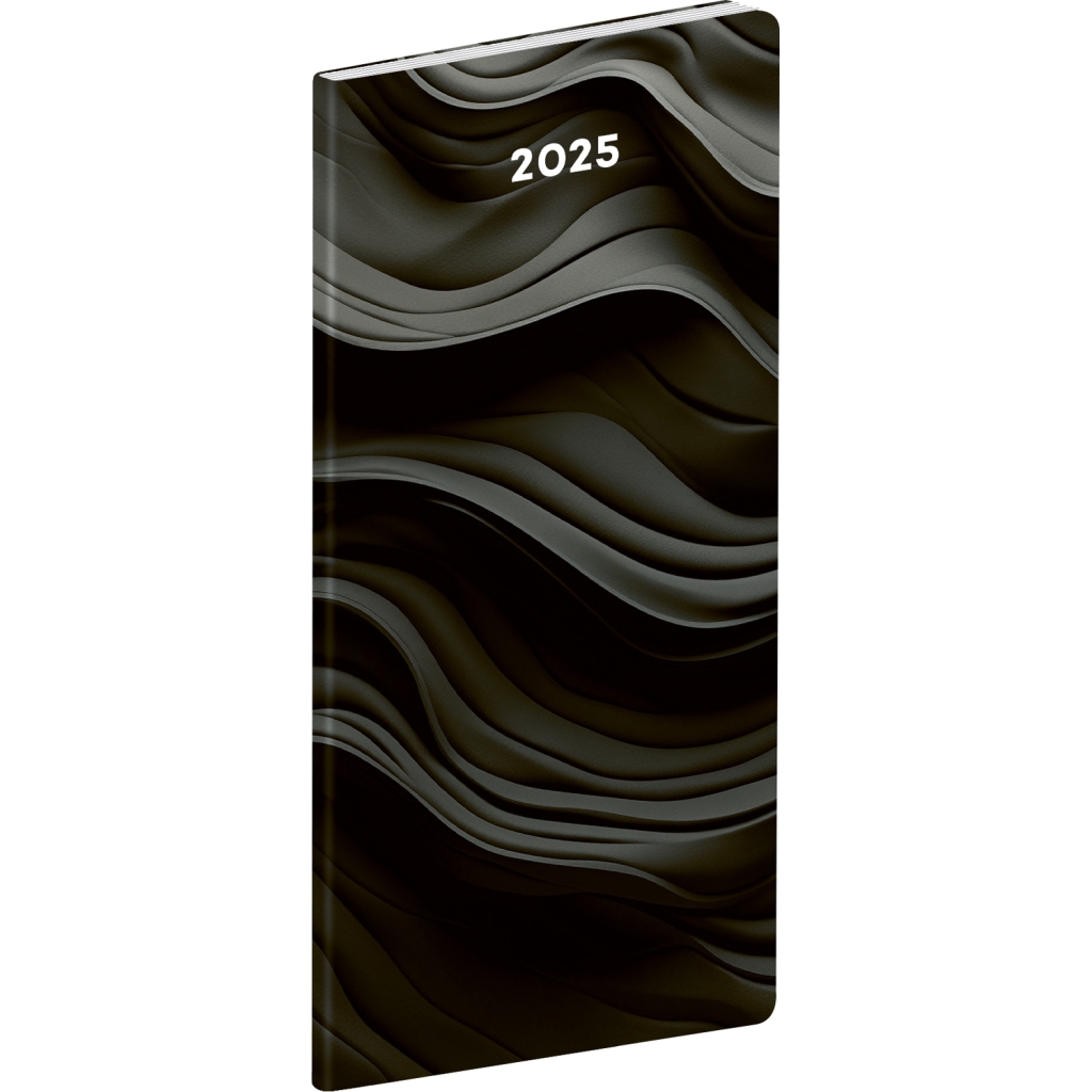 Kapesní diář Notique Vlnky 2025, plánovací měsíční, 8 x 18 cm