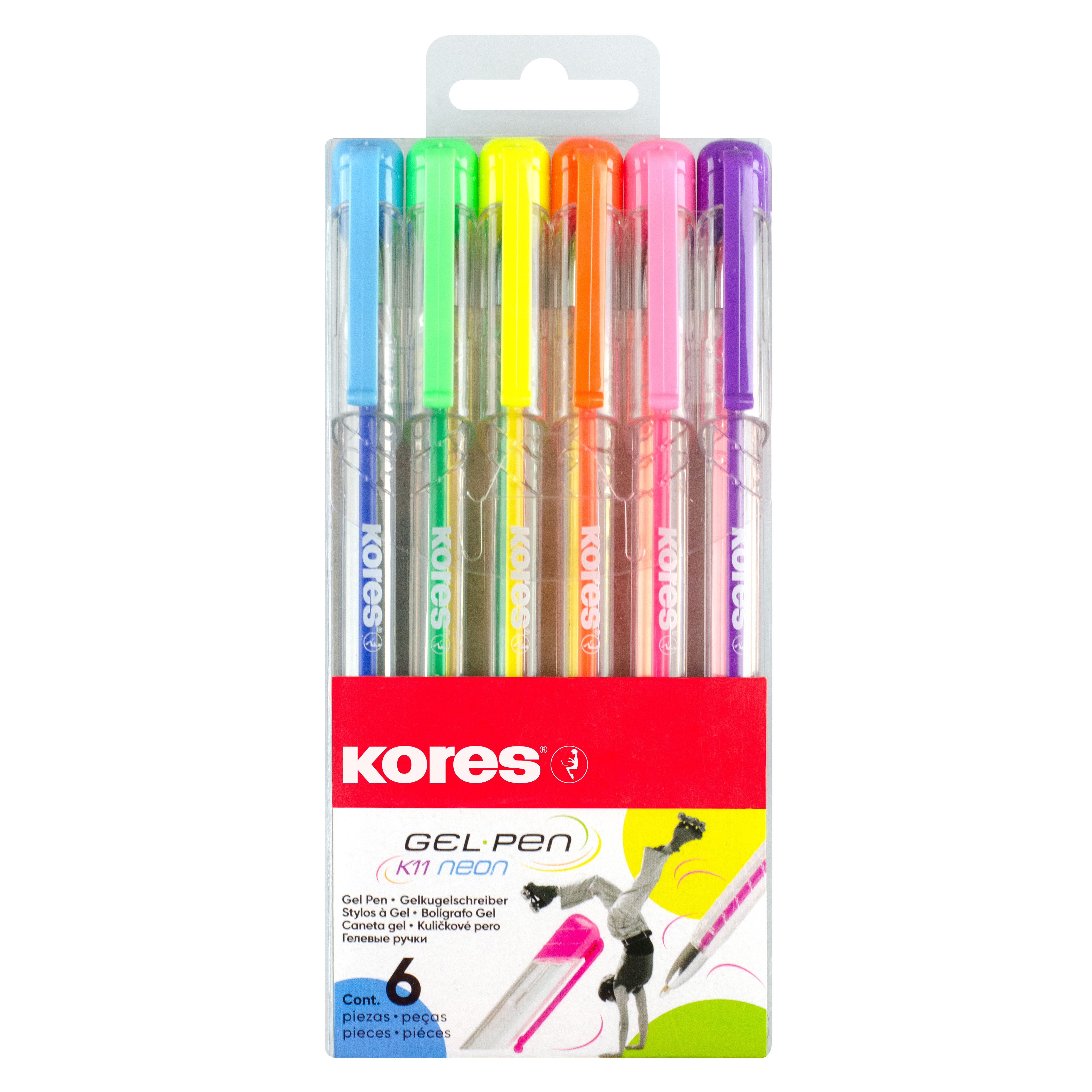 Kuličkové pero Kores K11 Pen Neon, sada 6 barev