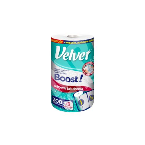 Velvet Boost papírové ručníky třívrstvé 300 útržků, 39,3 m 1 role 1