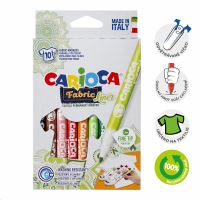Textilní fixy Carioca, tenký hrot, permanentní, 10 barev Textilní fixy Carioca, tenký hrot, permanentní, 10 barev