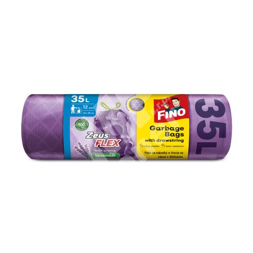 Fino pytle do koše Zeus Flex Lavender zatahovací, 28 µ, 53 × 59 cm, 35 l, 12 ks 1