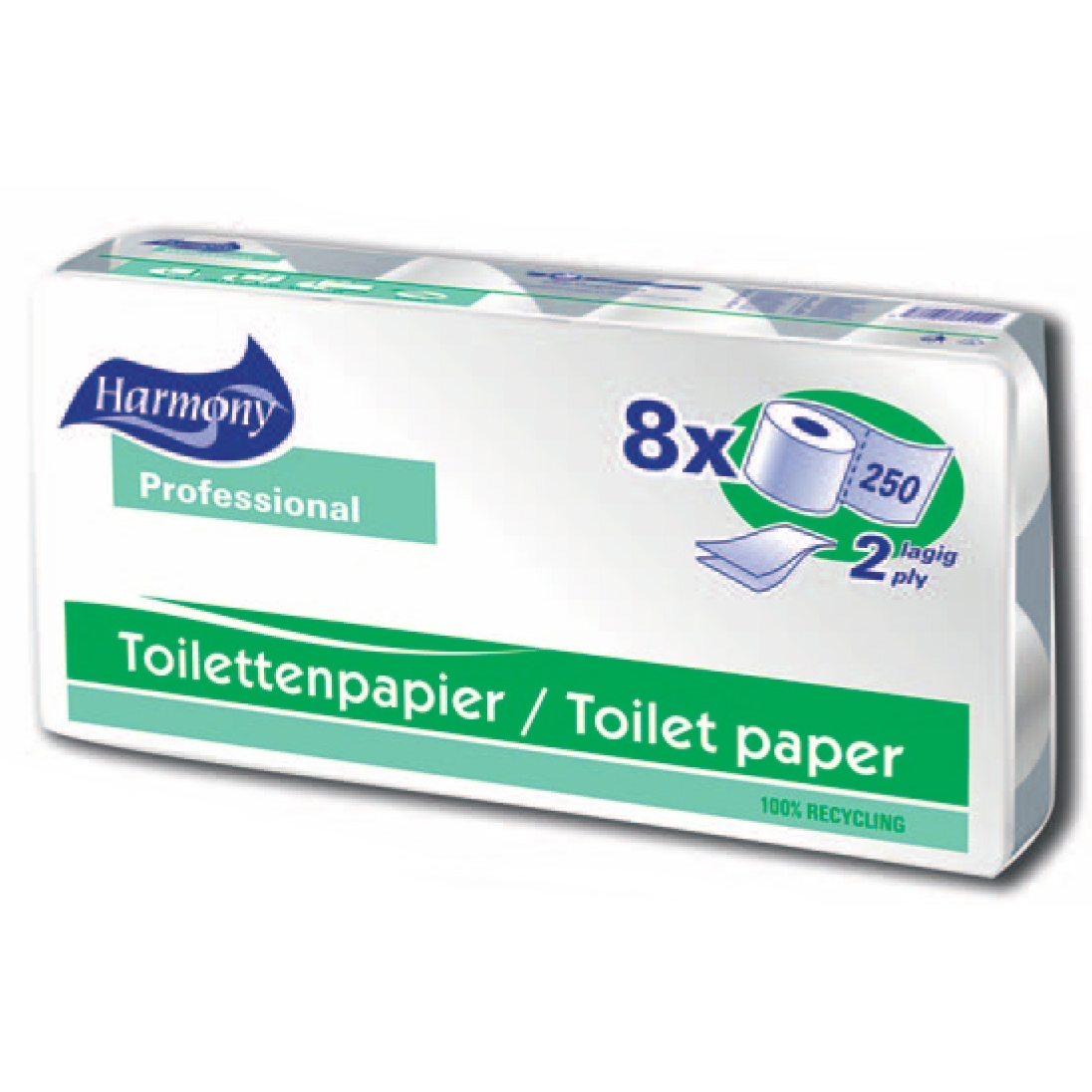 Papír toaletní Harmony Professional, 2 vrstvy, bílé 50% (8)