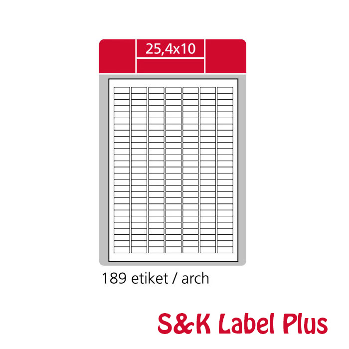 Samolepící etikety SK LABEL Plus A4 25,4 x 10 mm, 100 archů