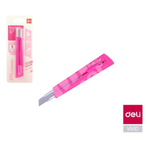 Nůž Deli 126mm odlamovací, růžový E2038 1