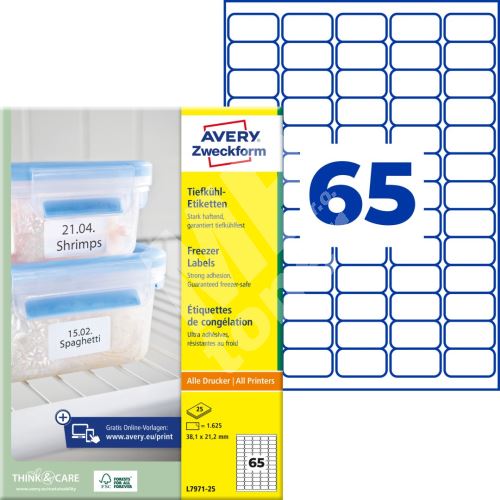 Mrazuvzdorné etikety 38,1 x 21,2 mm, 25 listů A4  L7971-25 1