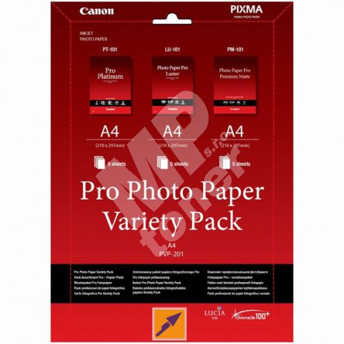 Fotopapír Canon Photo Paper Pro Variety Pack PVP-201, bílý, A4, 15 ks, 6211B021 1