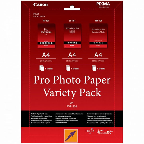 Papír foto Canon Photo Paper Pro Variety Pack PVP-201, bílý, A4, 15 ks, 6211B021