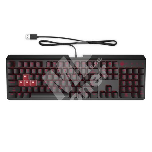 Herní klávesnice HP Omen by HP Encoder, CZ/SK, podsvícená drátová USB, červená 1