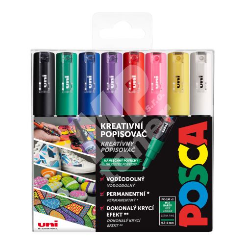 Uni Posca PC-1M sada akrylových popisovačů, 8 ks, mix barev 1