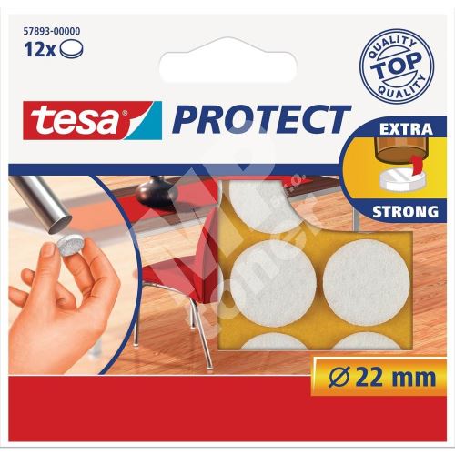 Plstěné samolepicí podložky Protect, bílá, 22 mm, Tesa 1